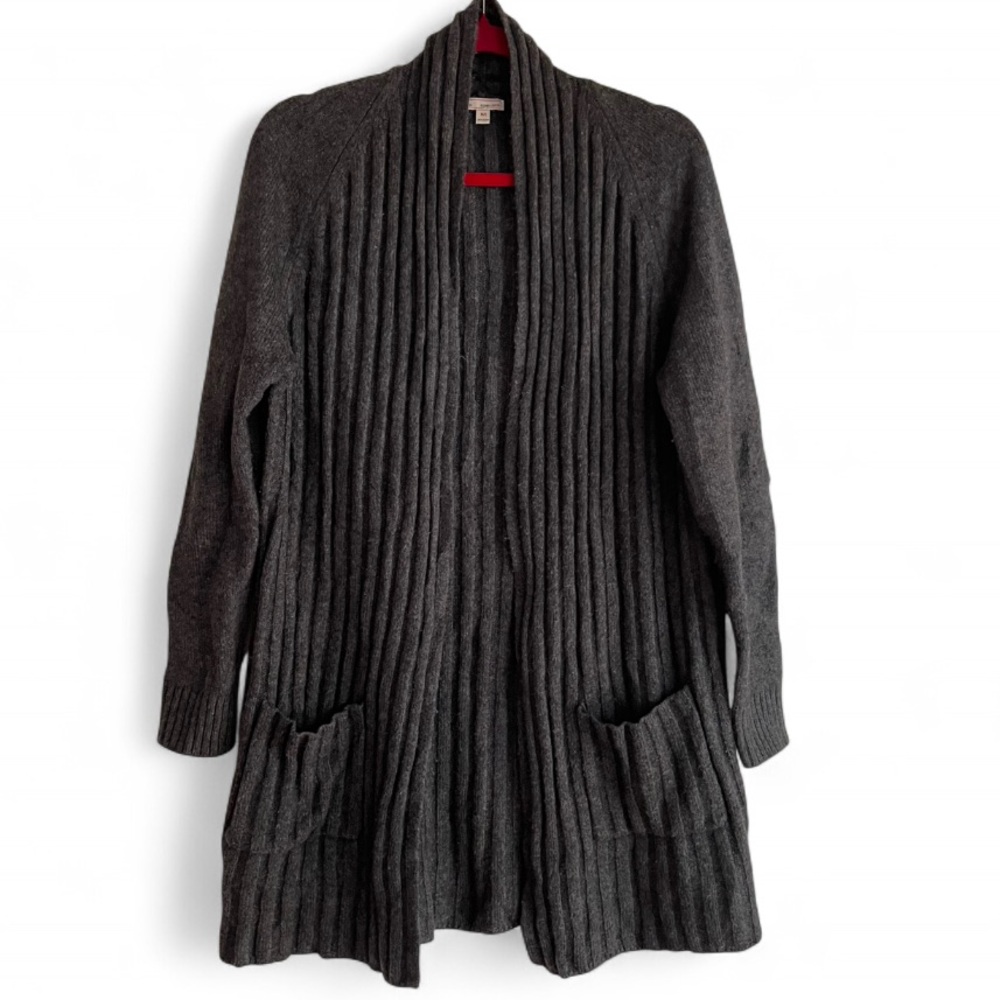 GAP Charcoal Gray Ribbed Knit Open Cardigan Size M/L